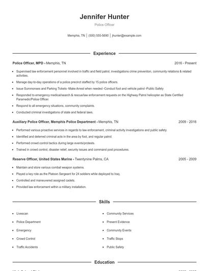 Police Officer Resume