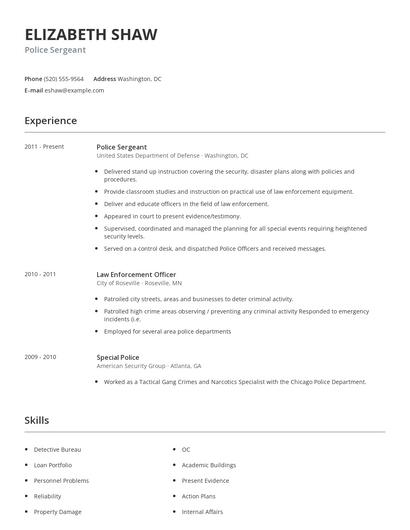 Police Sergeant Resume
