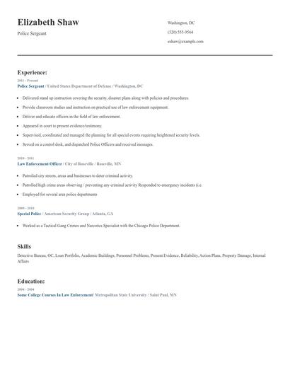 Police Sergeant Resume