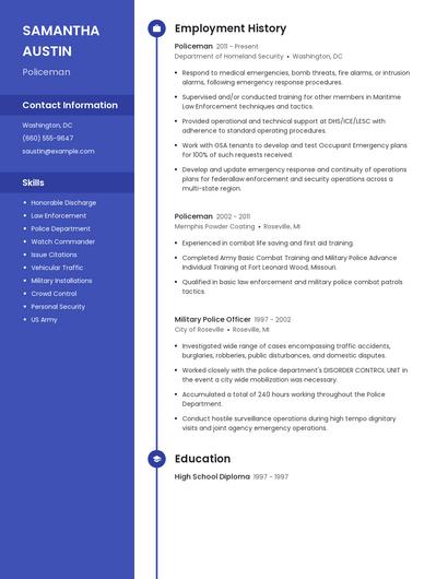 Policeman Resume