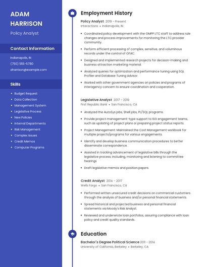 Policy Analyst Resume