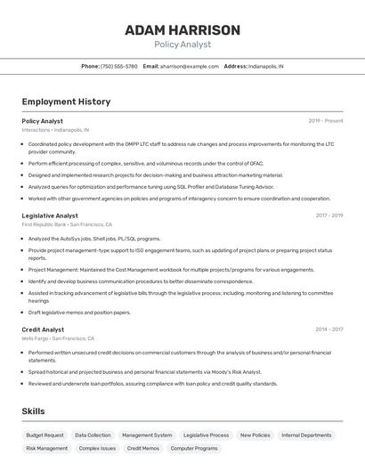 Policy Analyst Resume