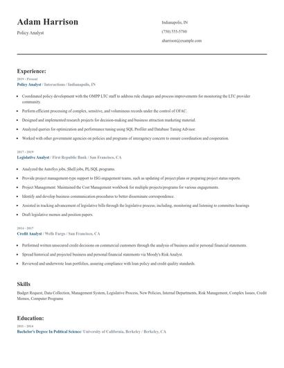 Policy Analyst Resume