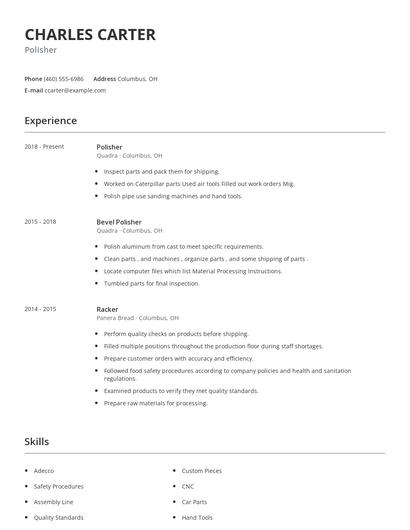 Polisher Resume