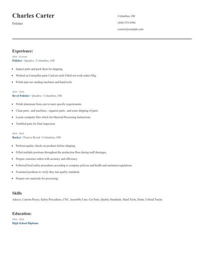 Polisher Resume
