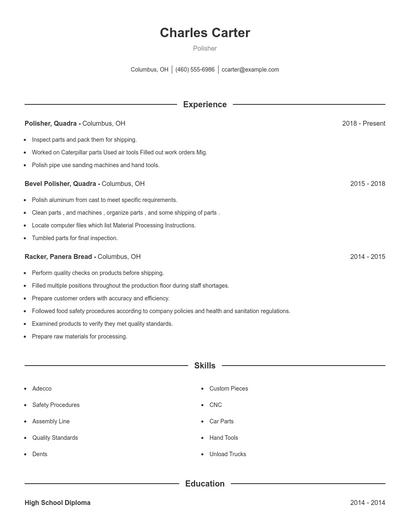 Polisher Resume