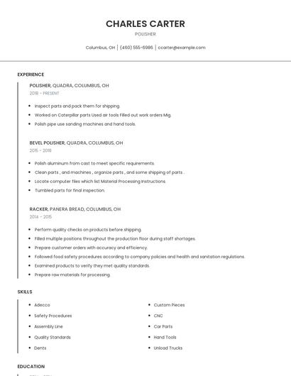 Polisher Resume