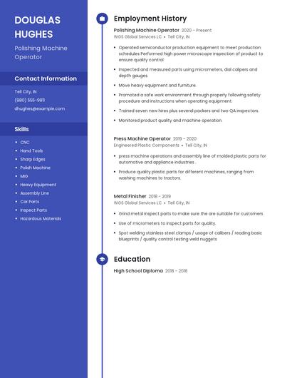Polishing Machine Operator Resume