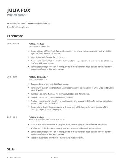 Political Analyst Resume