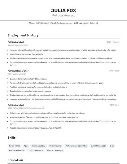 Political Analyst Resume