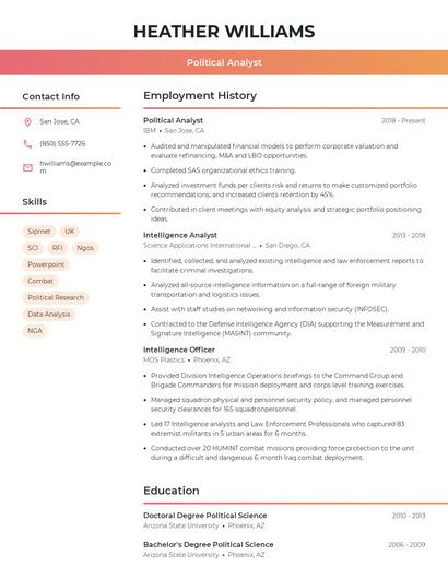 Political Analyst Resume