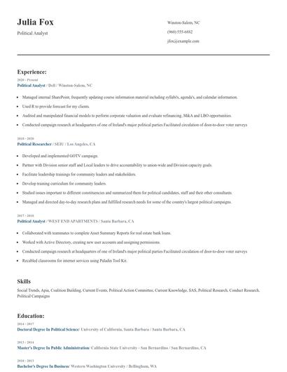 Political Analyst Resume