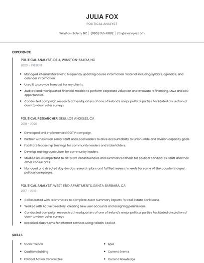 Political Analyst Resume