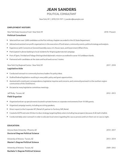 Political Consultant Resume