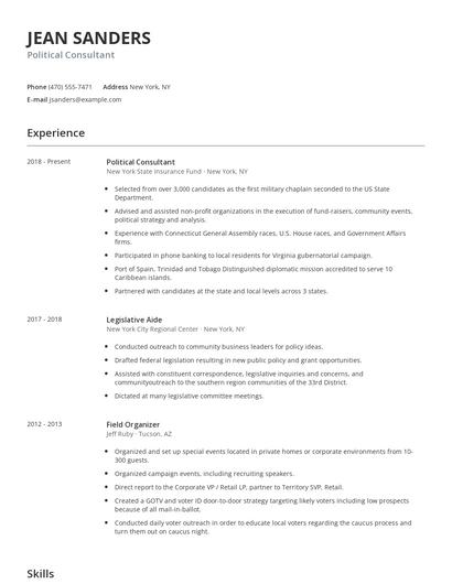 Political Consultant Resume