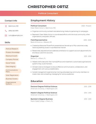 Political Consultant Resume