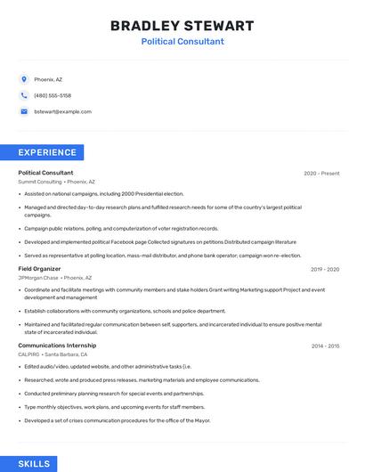 Political Consultant Resume