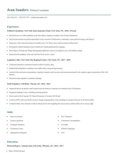 Political Consultant Resume