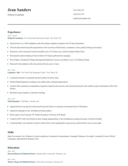 Political Consultant Resume
