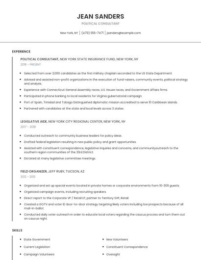 Political Consultant Resume