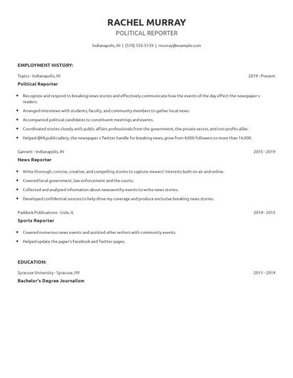 Political Reporter Resume