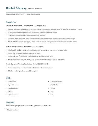 Political Reporter Resume