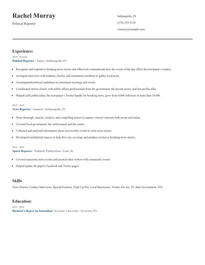 Political Reporter Resume