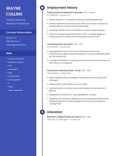 Political Science Research Assistant Resume