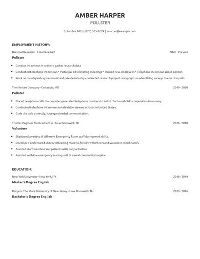 Pollster Resume