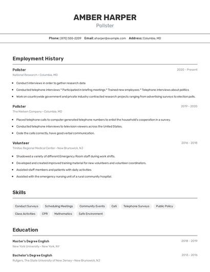 Pollster Resume