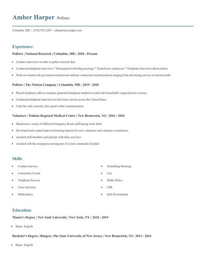 Pollster Resume