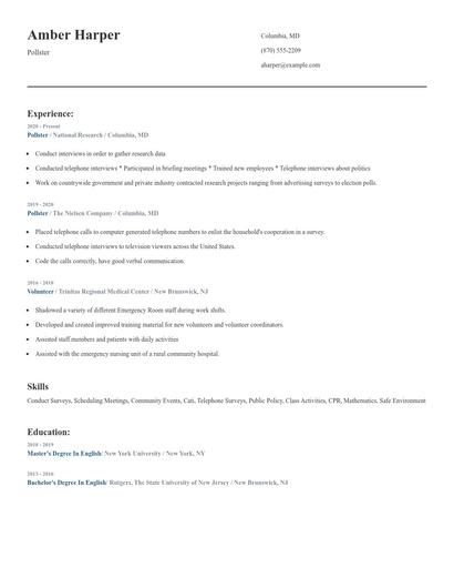 Pollster Resume