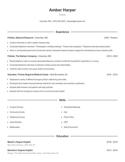 Pollster Resume