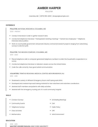 Pollster Resume