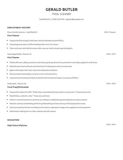 Pool Cleaner Resume
