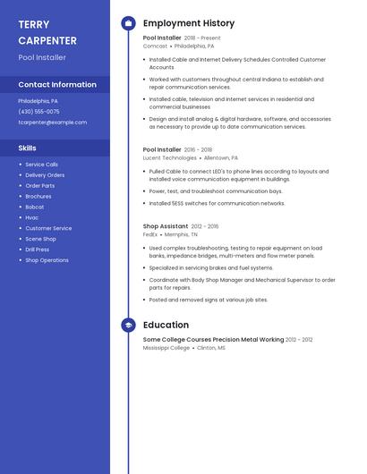 Pool Installer Resume