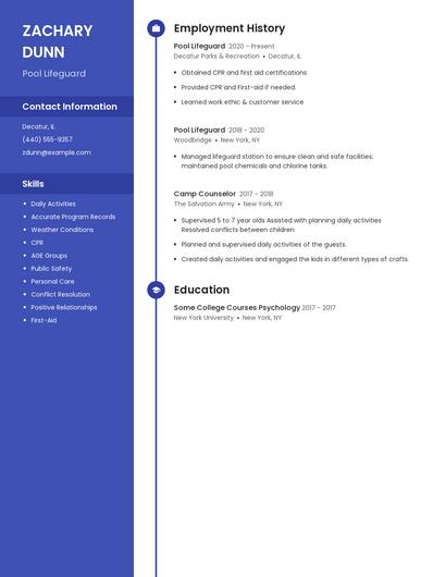 Pool Lifeguard Resume
