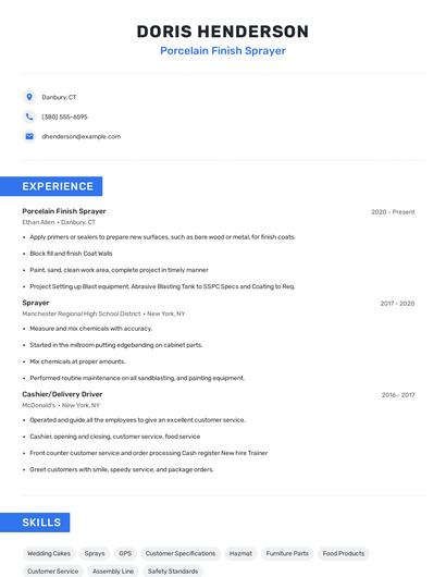 Porcelain Finish Sprayer Resume