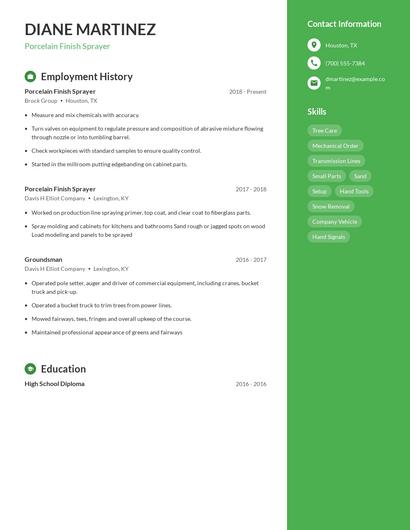 Porcelain Finish Sprayer Resume