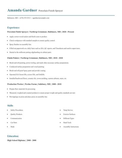 Porcelain Finish Sprayer Resume