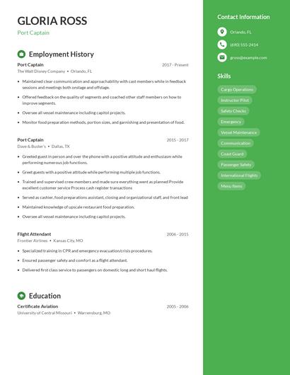 Port Captain Resume