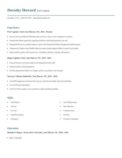 Port Captain Resume
