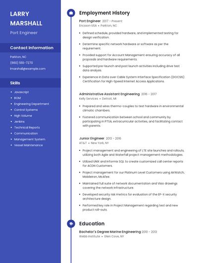 Port Engineer Resume