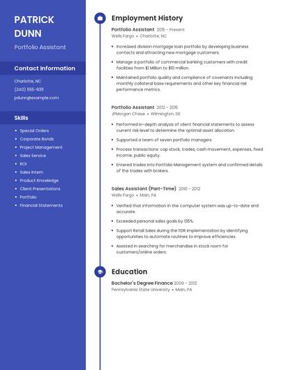 Portfolio Assistant Resume