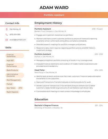 Portfolio Assistant Resume