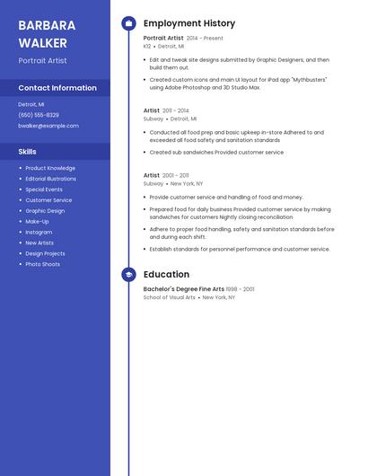 Portrait Artist Resume