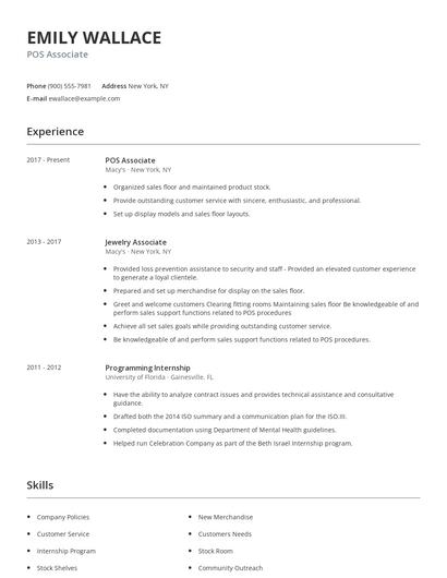 POS Associate Resume