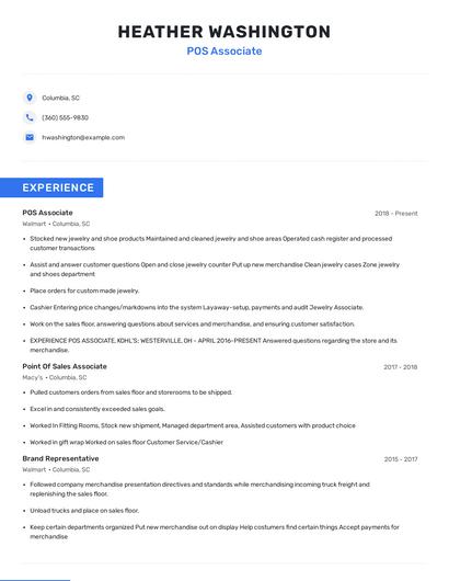 POS Associate Resume