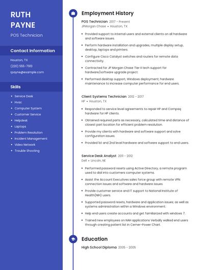 POS Technician Resume