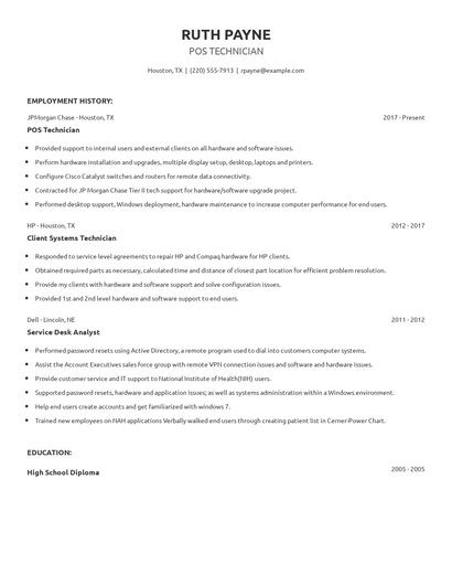 POS Technician Resume